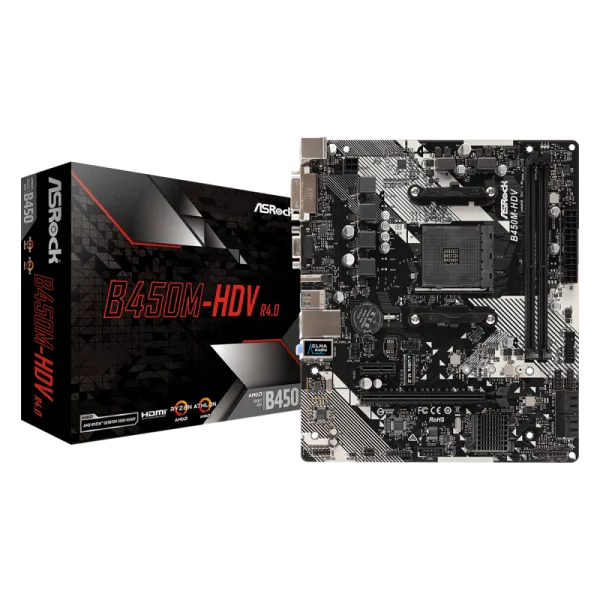 ASRock B450M-HDV R4.0 Micro ATX Motherboard AM4 B450 SATA 6Gb/s Bios Ryzen 5000