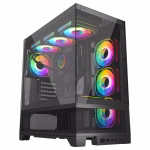 GABINETE AIRFLOW HURRICANE (BLACK) ATX E-ATX MATX REVERSE MATX 3X 120MM FAN ARGB INFINITY 1X USB-C 1X USB 3.0