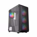 Gabinete Airflow Whisper Black ATX 4x 120mm Fan AUTO RGB 2x USB 3.0+ USB 2.0 jack audioVidrio templado