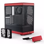 HYTE Y40 Black/RED 2x 120mm Vertical GPU Case ATX con PCI Express 4.0 x 16 Riser Cable Incluido CS-HYTE-Y40-BR