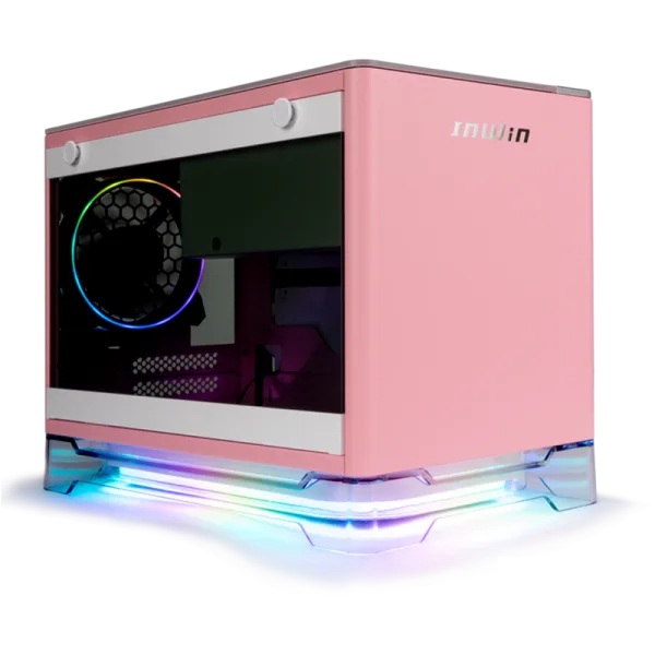 InWin A1 Plus Pink Mini-ITX Tower con ARGB 650W Gold PSU Qi Wireless Charger Case