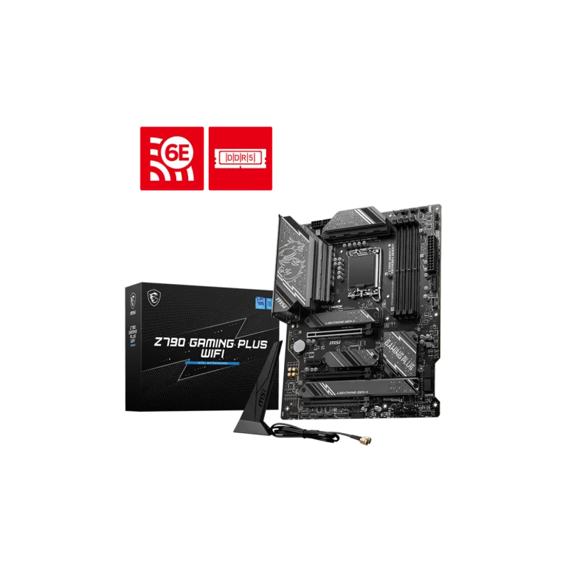MSI Z790 GAMING PLUS WIFI LGA 1700 Intel Z790 SATA 6Gb/s ATX DDR5 PCI-E x16 slot Wi-Fi 6E 2.5Gbps LAN 4x M.2 EZ Debug LED - Imagen 1
